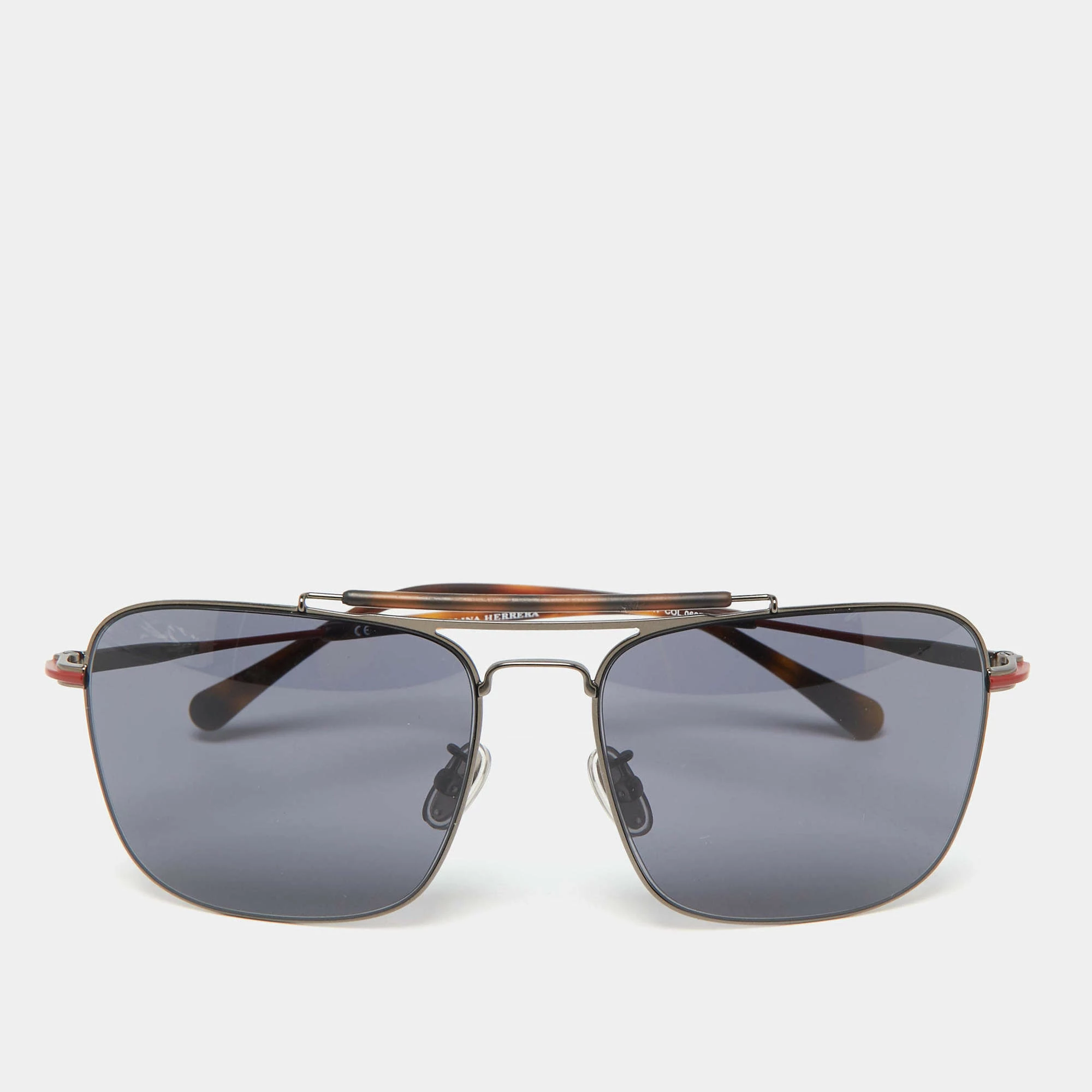 Carolina Herrera Brown Havana SHE159 Aviator Sunglasses Men