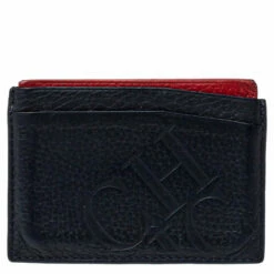 Carolina Herrera Navy Blue/Red Leather Sport Card Holder Men