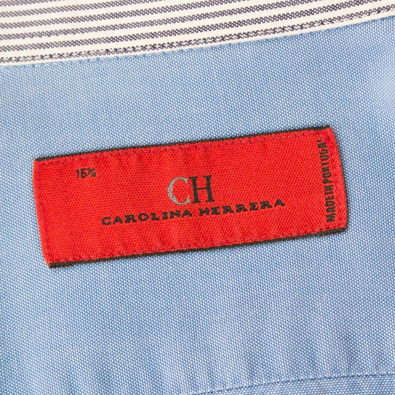 Carolina Herrera Blue Cotton Long Sleeve Shirt M Men