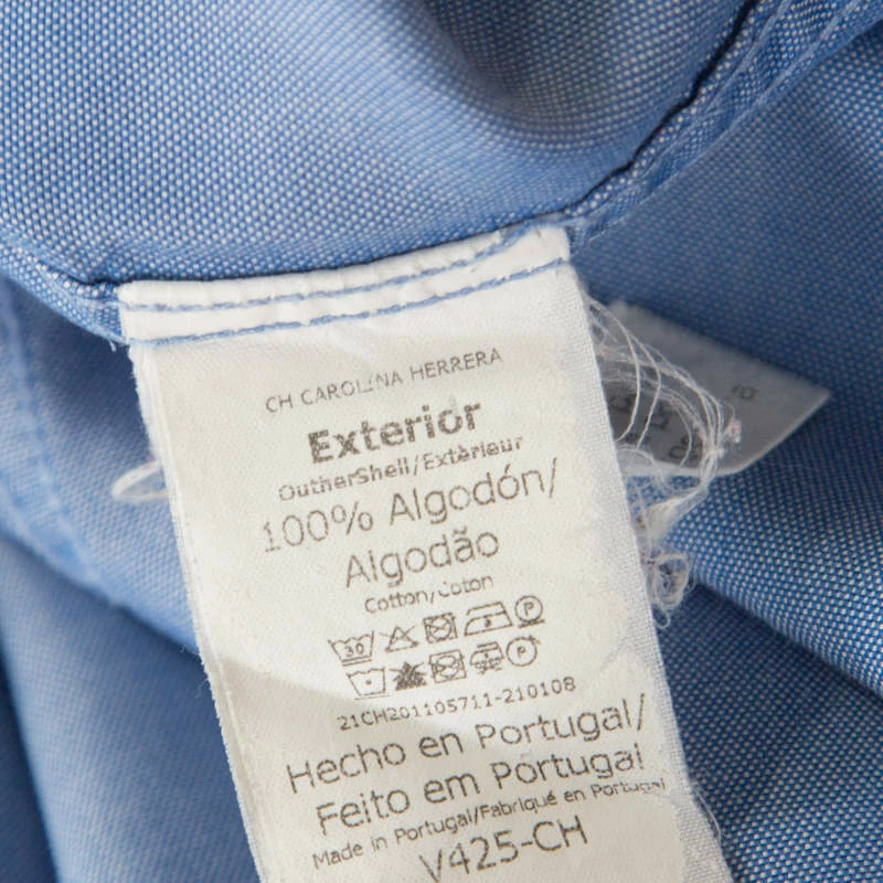 Carolina Herrera Blue Cotton Long Sleeve Shirt M Men