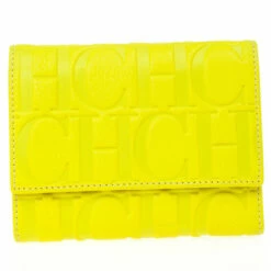 Carolina Herrera Yellow Monogram Compact Wallet Men