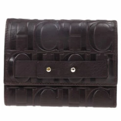 Carolina Herrera Monogram Embossed Flap Wallet Men - Brown