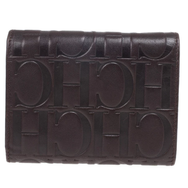 Carolina Herrera Monogram Embossed Flap Wallet Men - Brown
