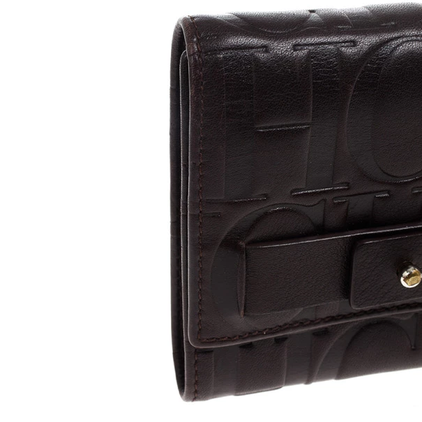 Carolina Herrera Monogram Embossed Flap Wallet Men - Brown