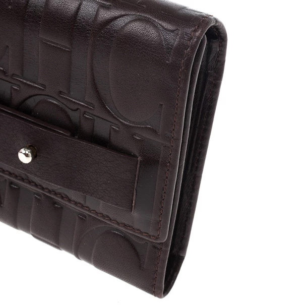 Carolina Herrera Monogram Embossed Flap Wallet Men - Brown