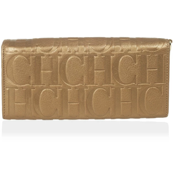 Carolina Herrera CH Bronze Leather Gigi Continental Wallet Men - Brown