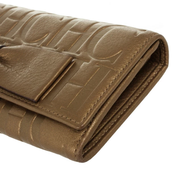 Carolina Herrera CH Bronze Leather Gigi Continental Wallet Men - Brown