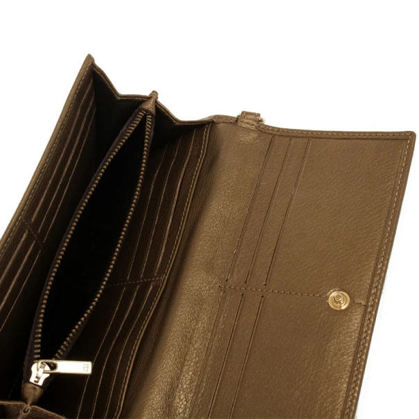 Carolina Herrera CH Bronze Leather Gigi Continental Wallet Men - Brown