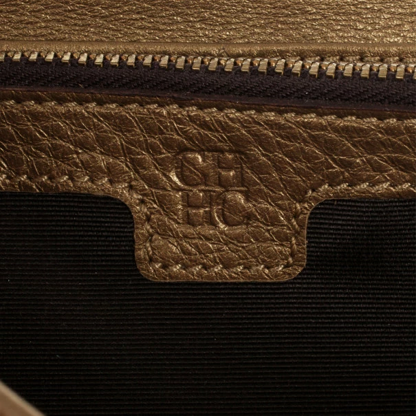 Carolina Herrera CH Bronze Leather Gigi Continental Wallet Men - Brown