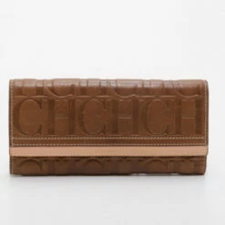 Carolina Herrera Embossed Leather Continental Wallet Men - Brown