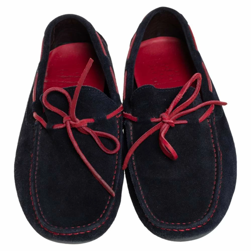 CH Carolina Herrera Blue/Red Leather And Suede Slip On Loafers Size 41.5 Men