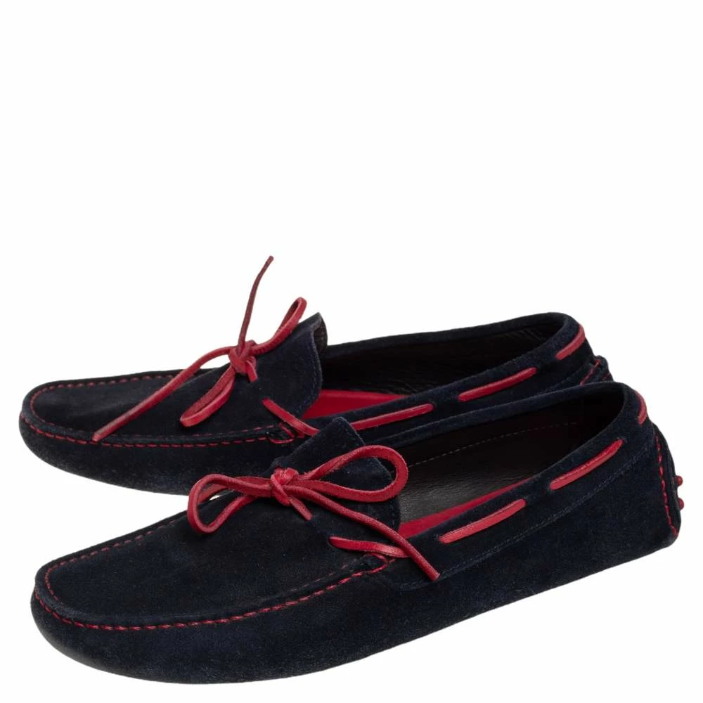 CH Carolina Herrera Blue/Red Leather And Suede Slip On Loafers Size 41.5 Men