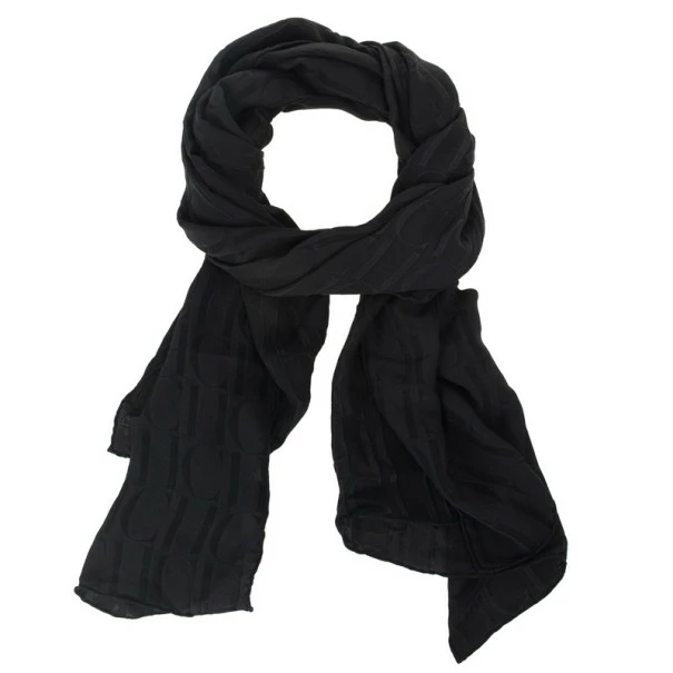 Carolina Herrera Black Monogram Scarf Uncategorized
