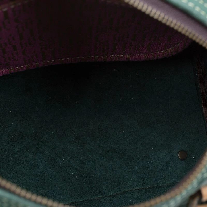 Carolina Herrera Green Monogram Canvas Andy Boston Bag Uncategorized