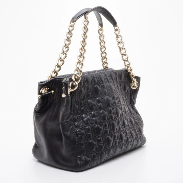 Carolina Herrera Monogram Chain Handle Tote Uncategorized