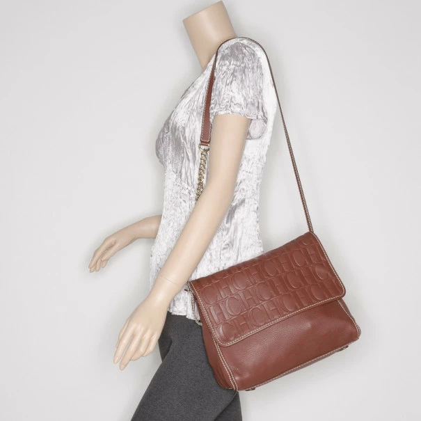 Carolina Herrera Brown Monogram Messenger Uncategorized