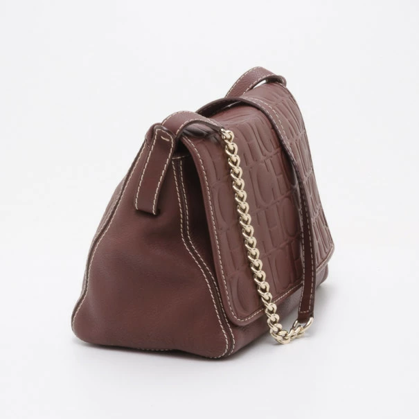 Carolina Herrera Brown Monogram Messenger Uncategorized