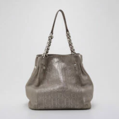 Carolina Herrera Monogram Chain Handle Tote Silver Uncategorized