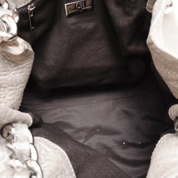 Carolina Herrera Monogram Chain Handle Tote Silver Uncategorized