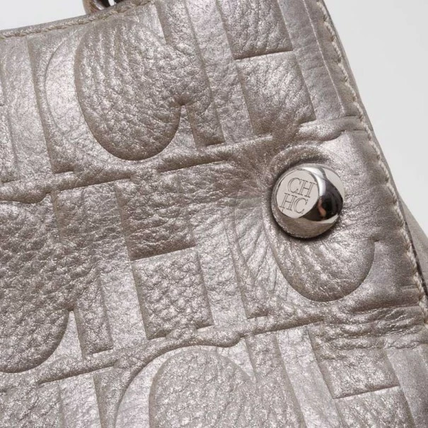 Carolina Herrera Monogram Chain Handle Tote Silver Uncategorized