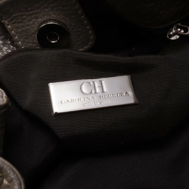 Carolina Herrera Monogram Chain Handle Tote Silver Uncategorized