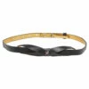 Carolina Herrera Black Leather Bow Slim Belt 75CM Women