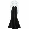 Carolina Herrera Ivory And Black Silk Blend Panel Flared Gown M Women