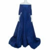 Carolina Herrera Blue Silk Off Shoulder Gown XL Women