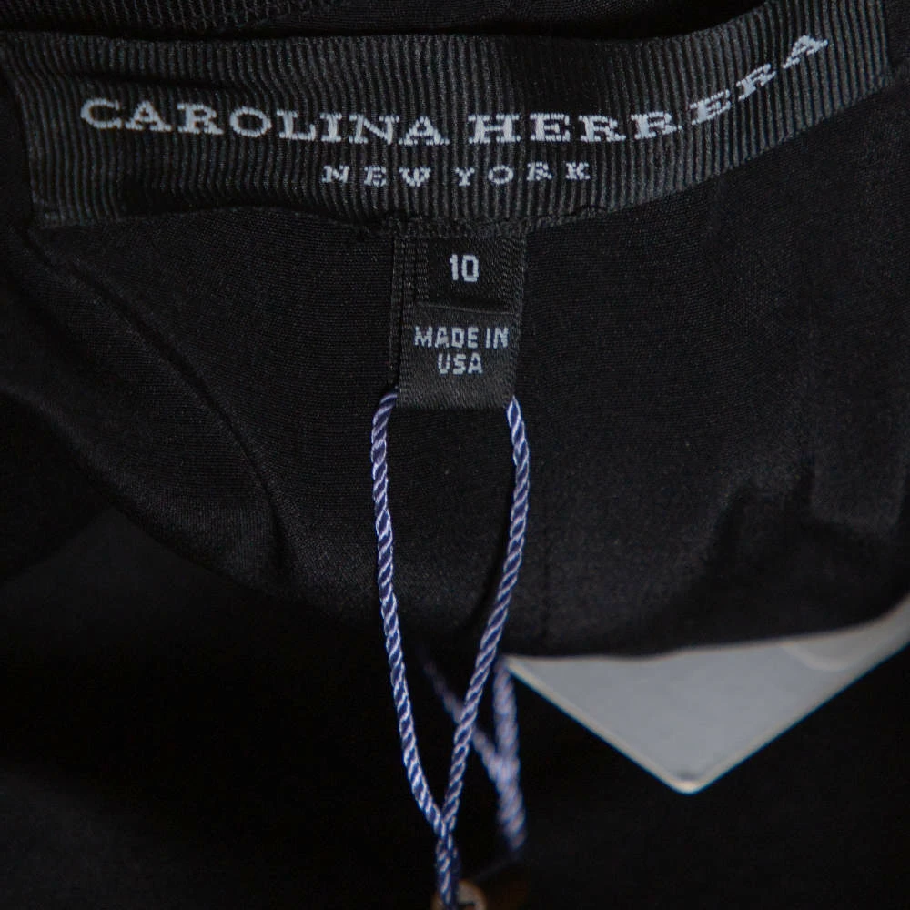 Carolina Herrera Black Silk Fit & Flare Long Skirt L Women