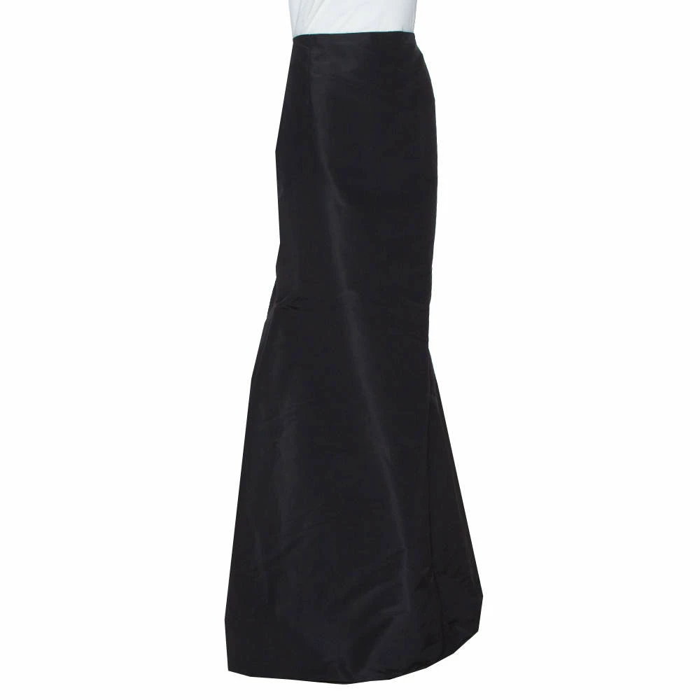 Carolina Herrera Black Silk Fit & Flare Long Skirt L Women