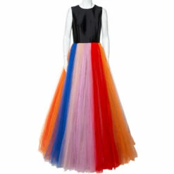 Carolina Herrera Multicolor Tulle Sleeveless Gown M Women