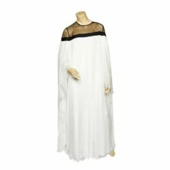 Carolina Herrera White Silk Winged Contrast Yoke Detail Flared Gown L Women
