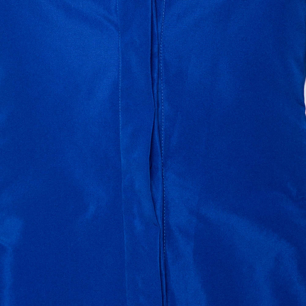 Carolina Herrera Royal Blue Taffeta Pocketed Flared Shirt Dress S Women