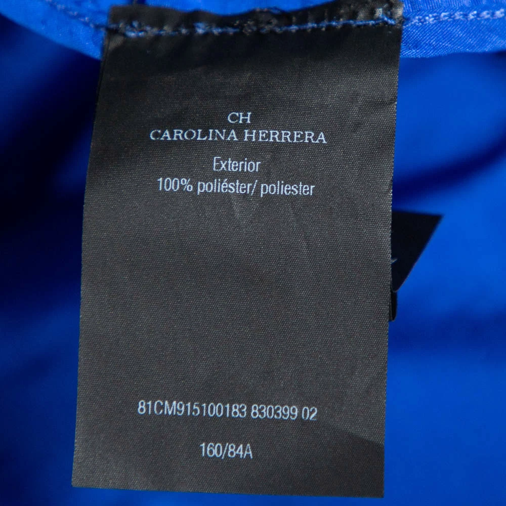 Carolina Herrera Royal Blue Taffeta Pocketed Flared Shirt Dress S Women