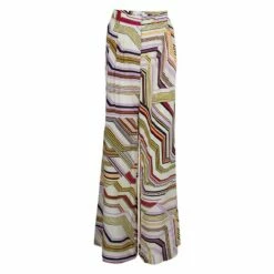 Carolina Herrera Multicolor Geometric Print Wide Leg Silk Pants M Women