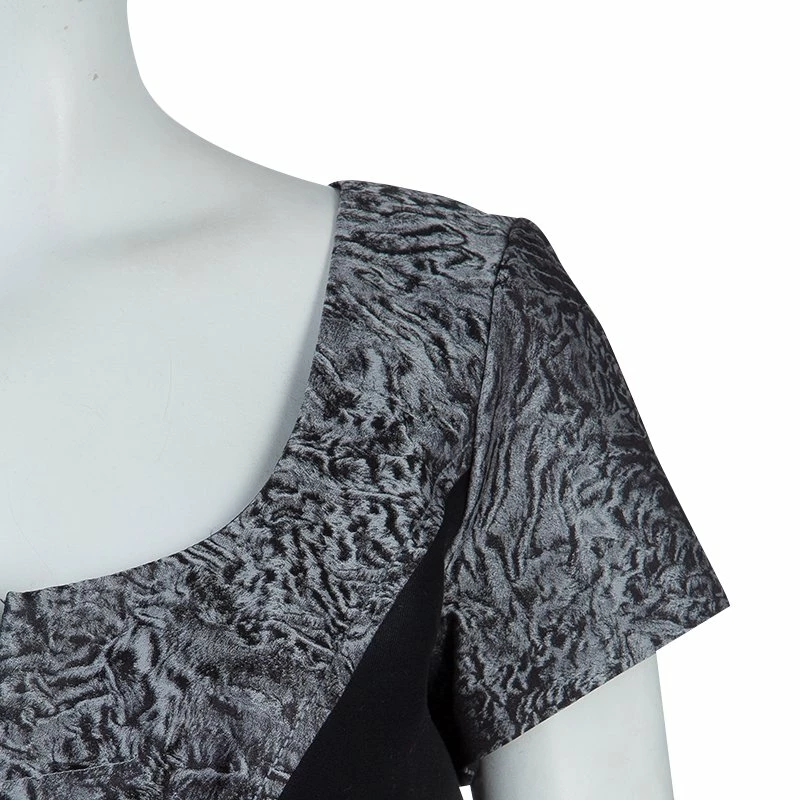 Carolina Herrera Black Contrast Hourglass Panel Detail Short Sleeve Dress M Women