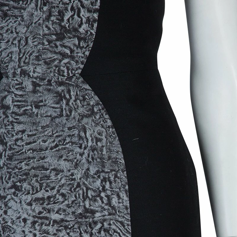 Carolina Herrera Black Contrast Hourglass Panel Detail Short Sleeve Dress M Women