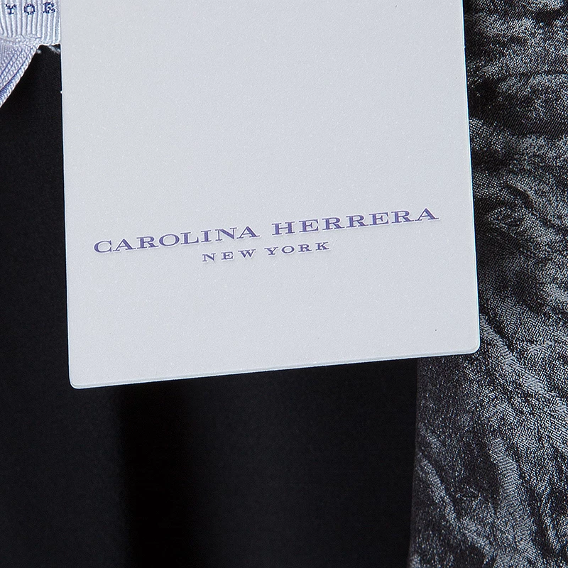 Carolina Herrera Black Contrast Hourglass Panel Detail Short Sleeve Dress M Women