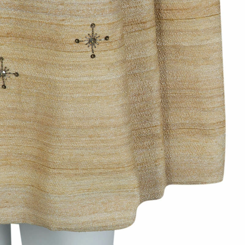 Carolina Herrera Beige Ombre Raw Silk Embellished Strapless Dress M Women