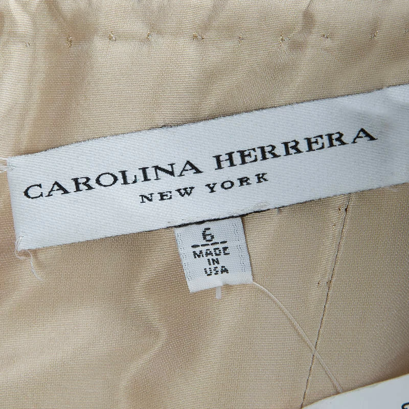 Carolina Herrera Beige Ombre Raw Silk Embellished Strapless Dress M Women