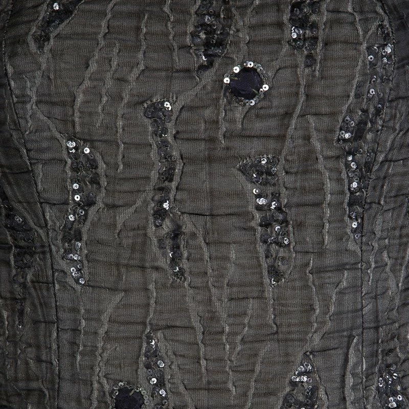 Carolina Herrera Brown Cloque Embellished Strapless Gown L Women