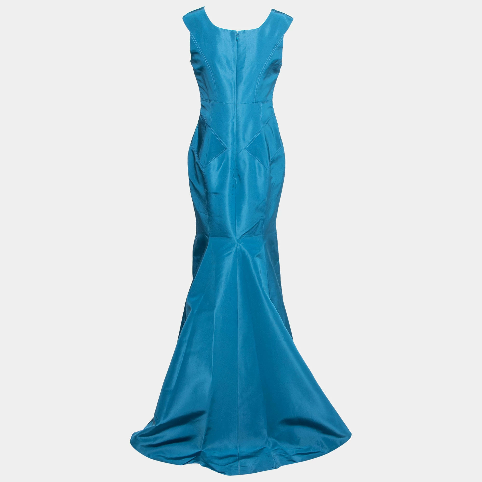 Carolina Herrera Blue Silk Sleeveless Gown M Women