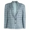 Carolina Herrera Powder Blue Checked Tweed Blazer XL Women