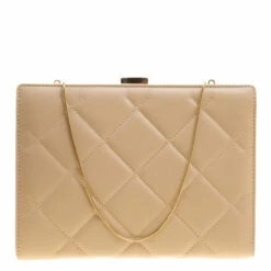 Carolina Herrera Beige Leather Chain Clutch Women
