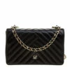 Carolina Herrera Black Quilted Leather Flap Bag Women