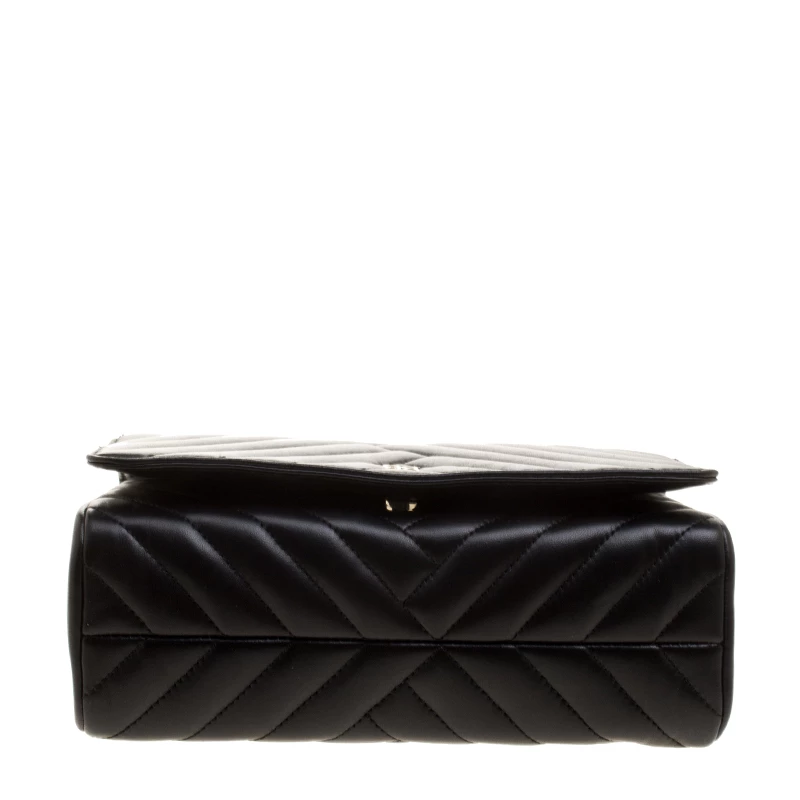 Carolina Herrera Black Quilted Leather Flap Bag Women
