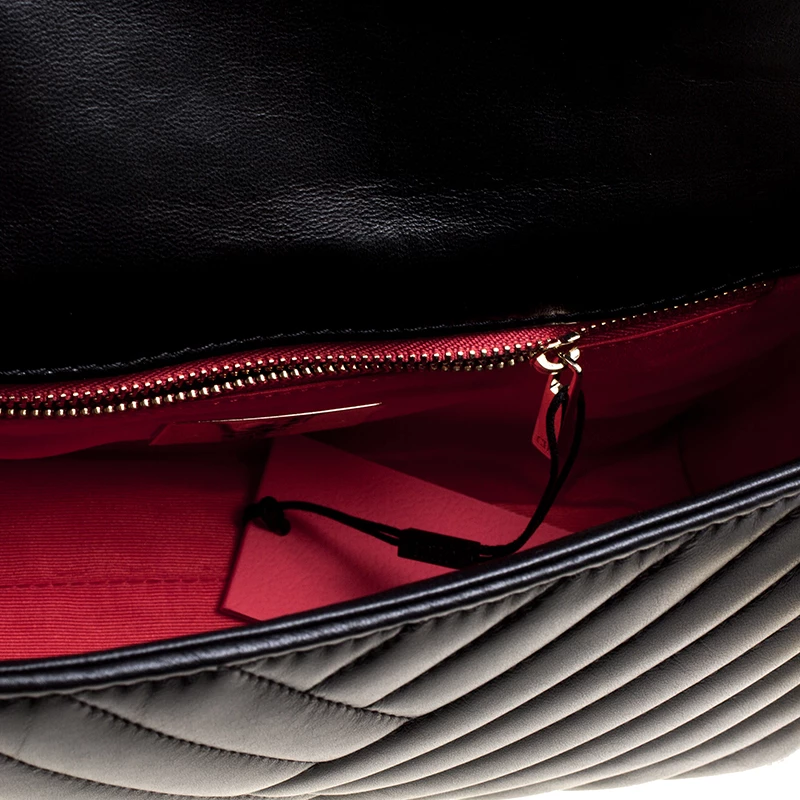 Carolina Herrera Black Quilted Leather Flap Bag Women