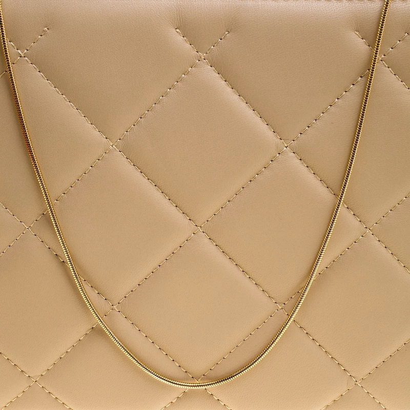 Carolina Herrera Beige Leather Chain Clutch Women