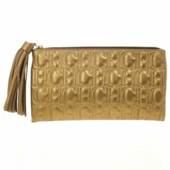 Carolina Herrera Monogram Embossed Clutch Women - Gold