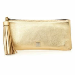 Carolina Herrera Gold Leather Clutch With Tassel Women